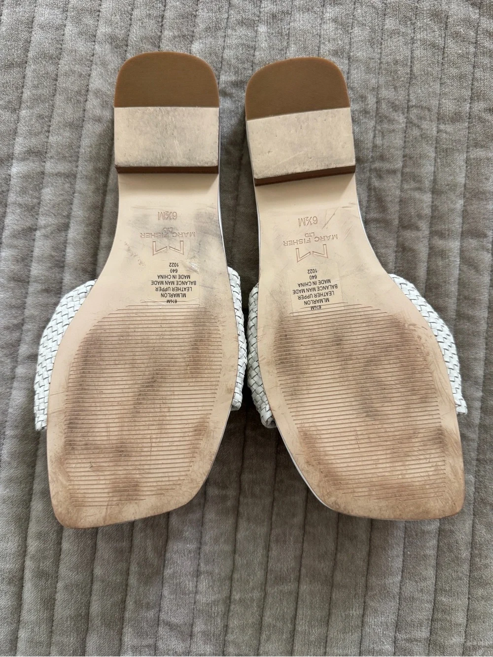 Marc Fisher Cream Braided Knot Slide Sandals